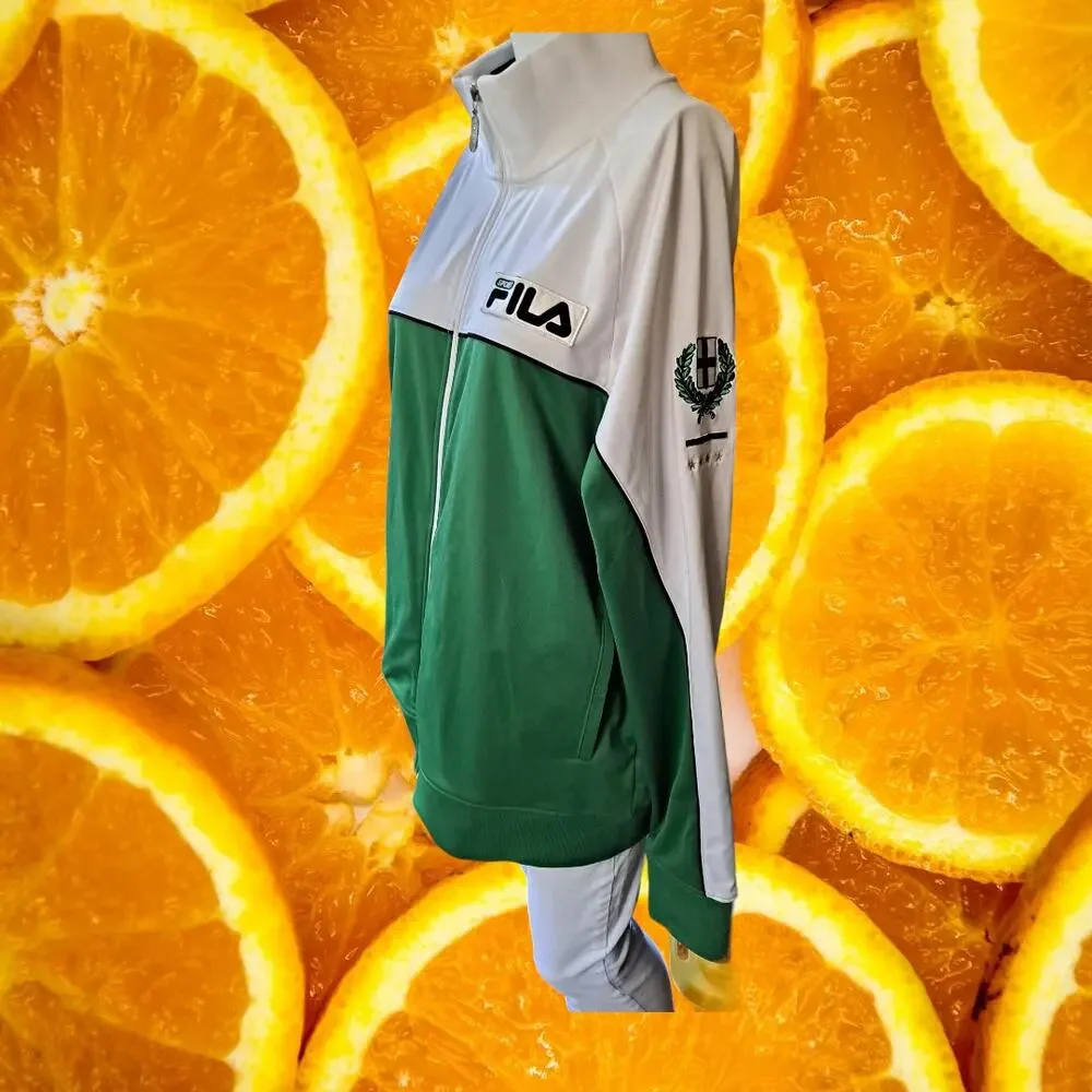 Fila Sport Green and‎ White Italia Track Jacket Size Large